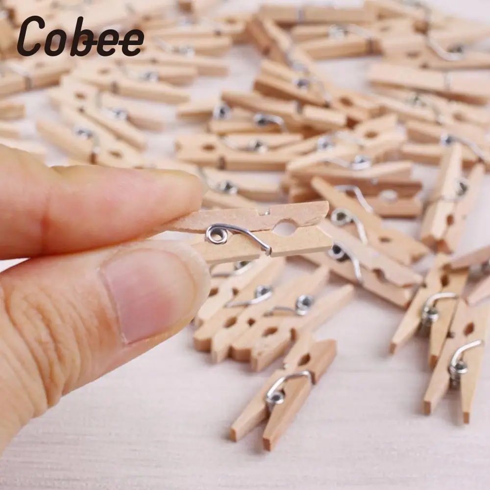Cobee 50 шт. мини натуральная деревянная одежда фото бумага прищепки ремесла зажимы 25 мм домашняя деревянная одежда Пружинные зажимы