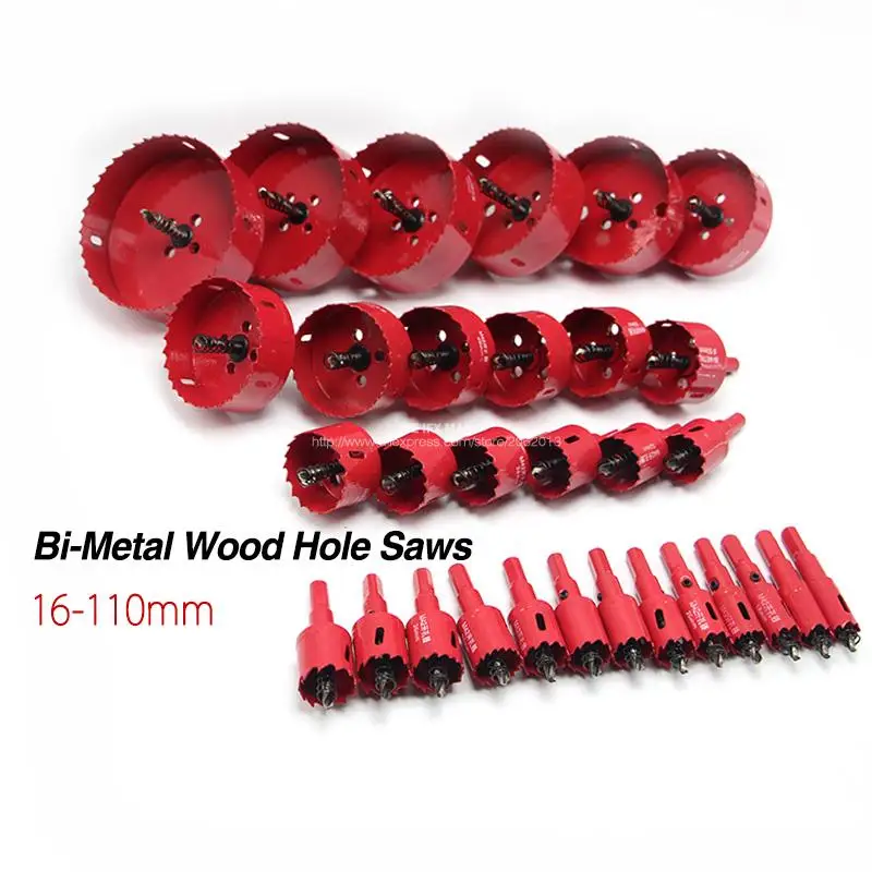 

Free shipping 32P/16-110mm Bi-Metal Wood Hole Saws Bit for Woodworking DIY Wood Cutter Drill Bit