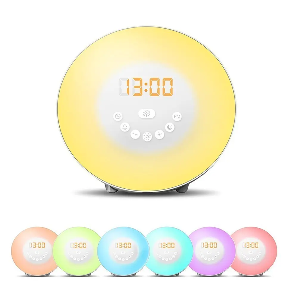 Sunrise Sunset Wake Up clock LED Digital Alarm Clock FM Radio Electronic Desk Clocks nixie table watch Night Light Beside Lamp