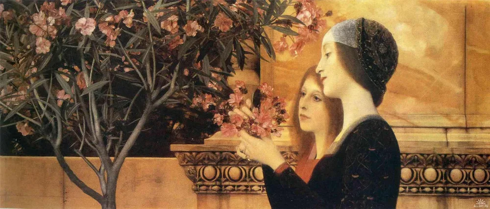 

Handmade oil painting reproduction Two Girls With An Oleander by Gustav Klimt