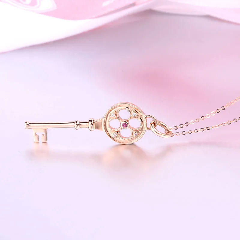 Robira 2017 Hot Sell Fashion Shiny Diamond Key Design Pendants Necklace 18K Rose Gold Ladies`Necklaces Jewelry Birthday Gift | Украшения и