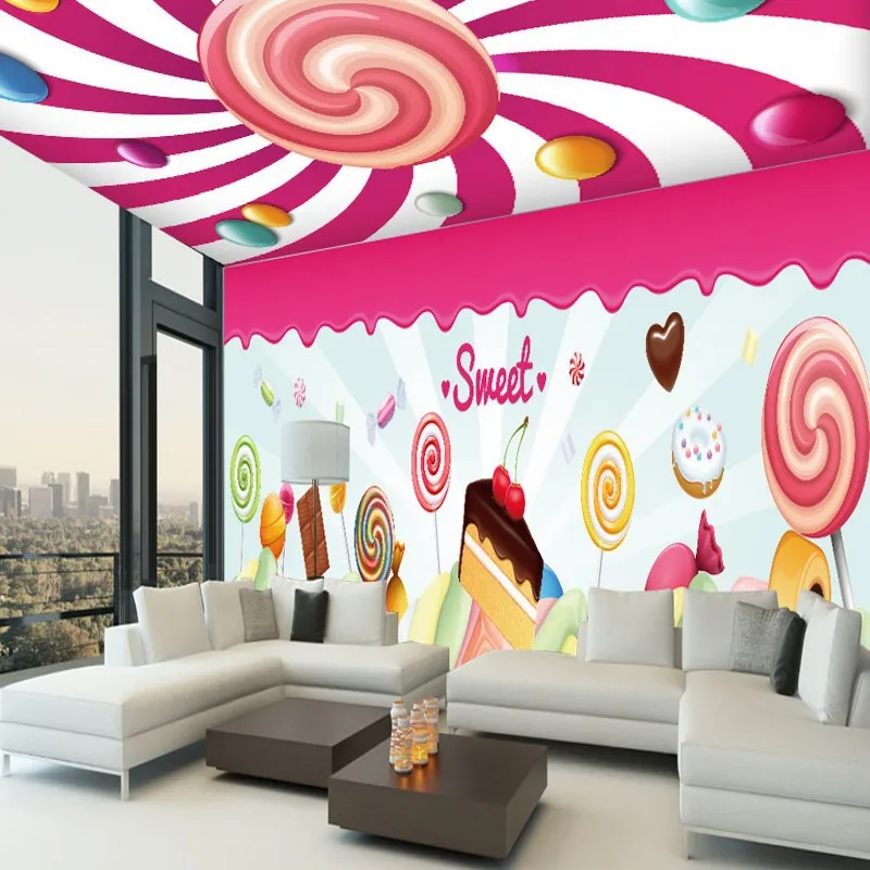 photo wallpaper Custom girl room mural high quality theme hotel delicious dessert candy background wall paper | Строительство и