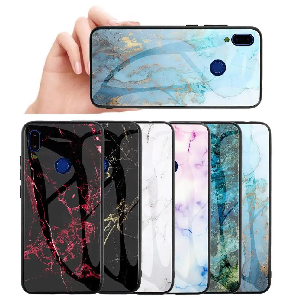 

Tempered Glass Gradient Marble Phone Case For Xiaomi Redmi Note 6 Note 7 8 Pro Colorful Shockproof Cases For Redmi 6 6 Pro Cover