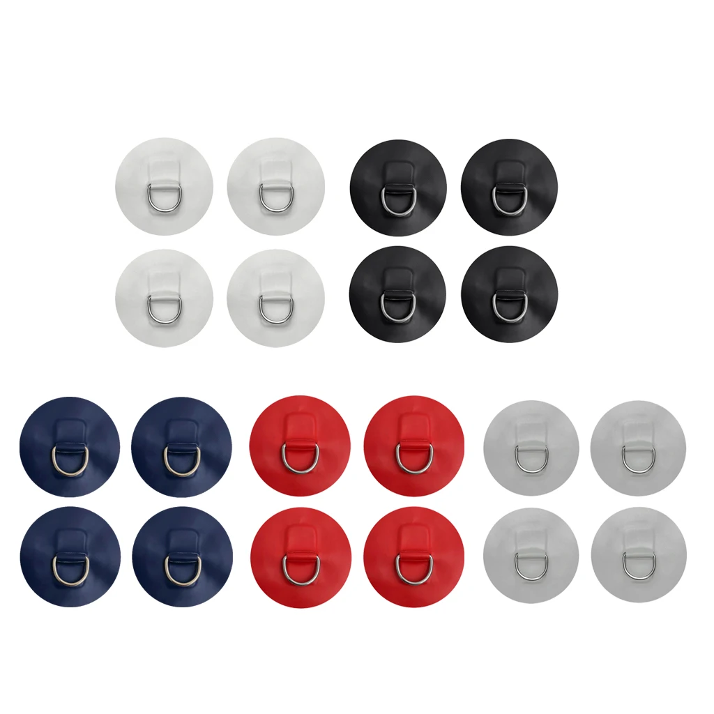 

4 Pieces Stainless Steel D Ring Pad Patch for Surfboard PVC Inflatable Boat Dinghy Kayak