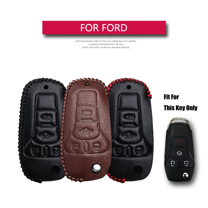 KUKAKEY кожаный чехол для автомобильного ключа Ford Fusion Ranger Focus 2 3 Explorer KA Galaxy C S-Max Smart Shell