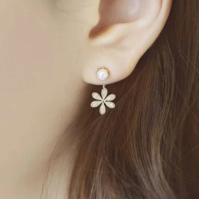 Простые стильные серьги с кристаллами пять листьев цвета золота и серебра для женщин, жемчужные капли Бринкос женские украшения в подарок.