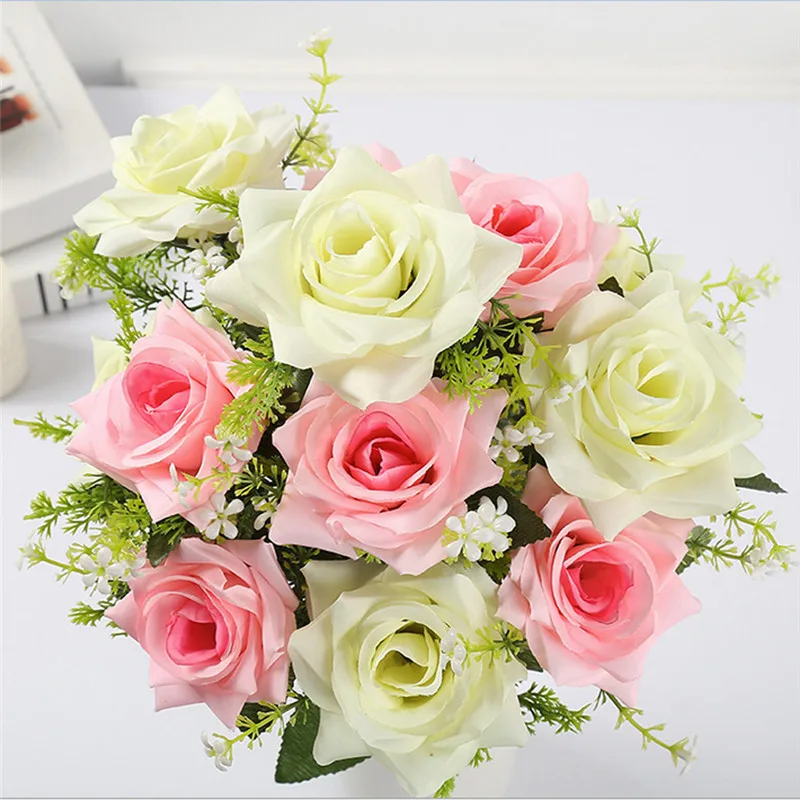 Искусственные шелковые цветы пионы свадебные искусственные розы 12