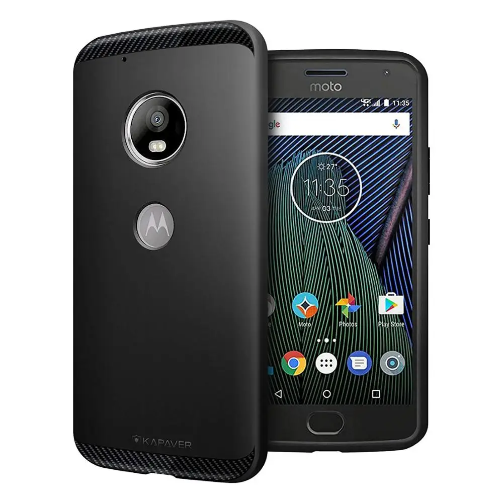 Kapaver Moto G5 Plus (5 2 &quotдюймов) тонкий прочный ударопрочный бампер Броня задняя крышка