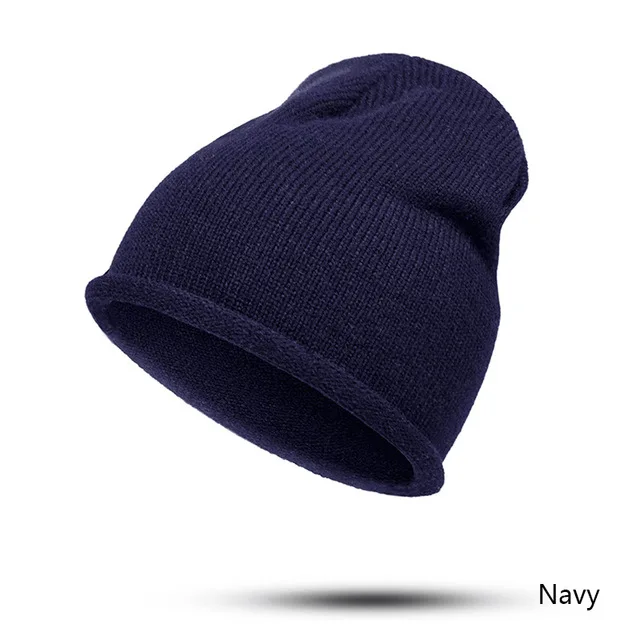 Evrfelan, женская зимняя Лыжная шапочка, Вязанная, Skullies Beanies, шапки, женская модная уличная шапка, шапка для девочек, одноцветная, Gorro - Цвет: navy4