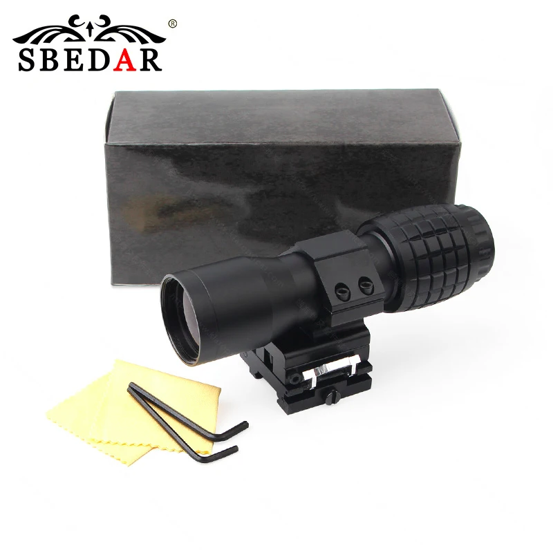 Tactical 4X Magnifier Red Dot Sight Quick Release Side Flip Picatinny 20mm Mount Optics Reflex Rifle Scope | Спорт и развлечения