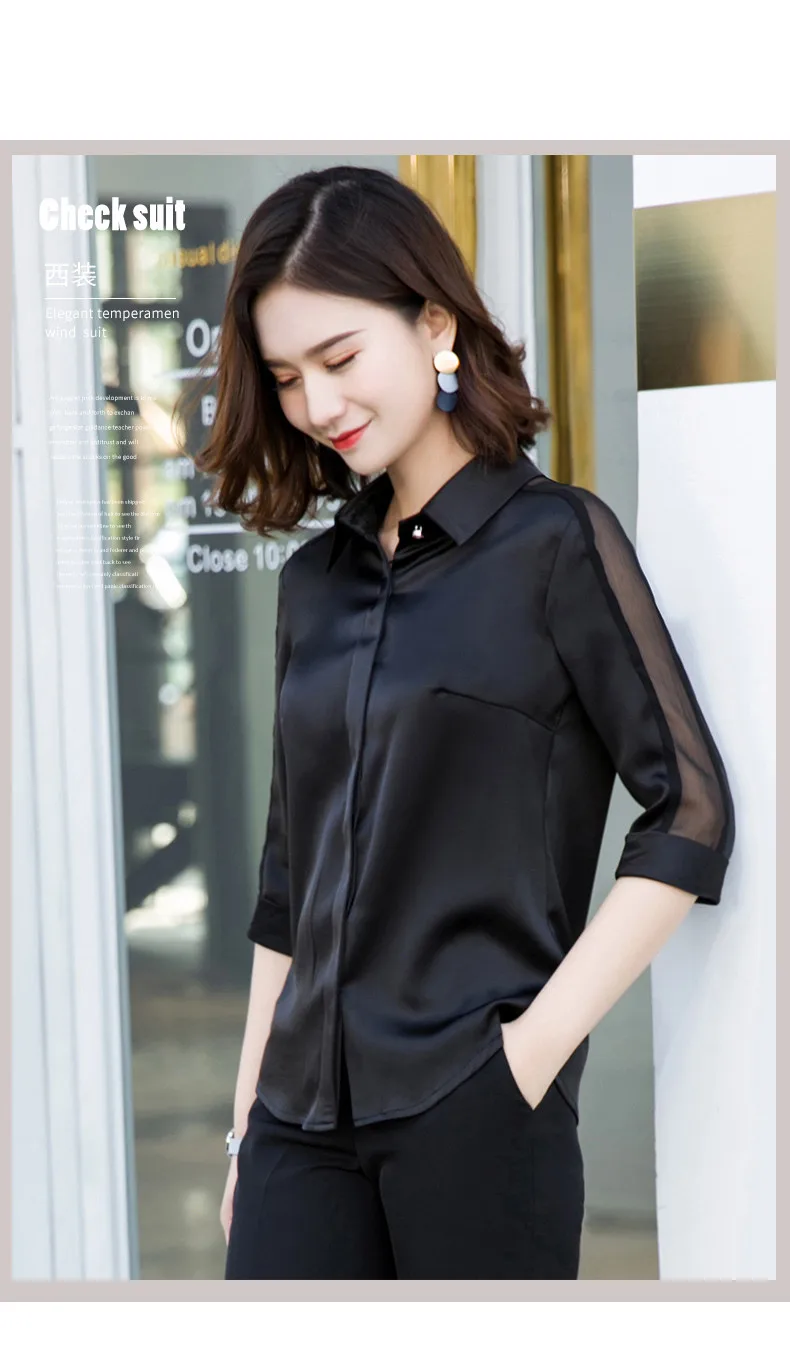 Fashion women Satin shirt Summer new half sleeve casual loose blouses office ladies plus size work wear tops