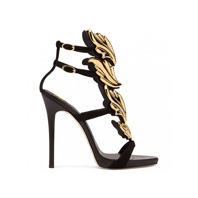 Серебристые золотистые черные вечерние туфли Роскошные Металлические каблуки