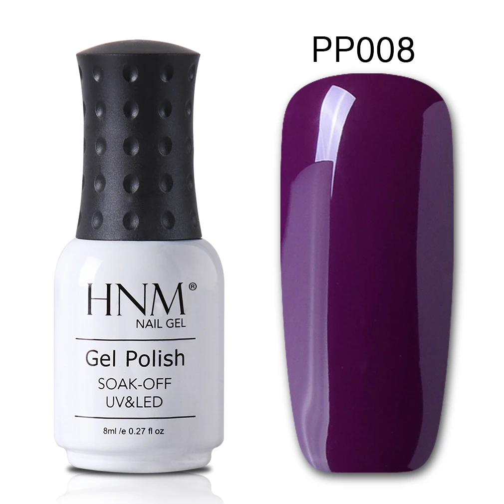 purple 008 HNM 8 мл Гель-лак для ногтей Чистый Розовый Цвет замачиваемый УФ светодиодный лак для нейл-арта Полупостоянный Гибридный Гель-лак базовое верхнее покрытие - Цвет: purple 008