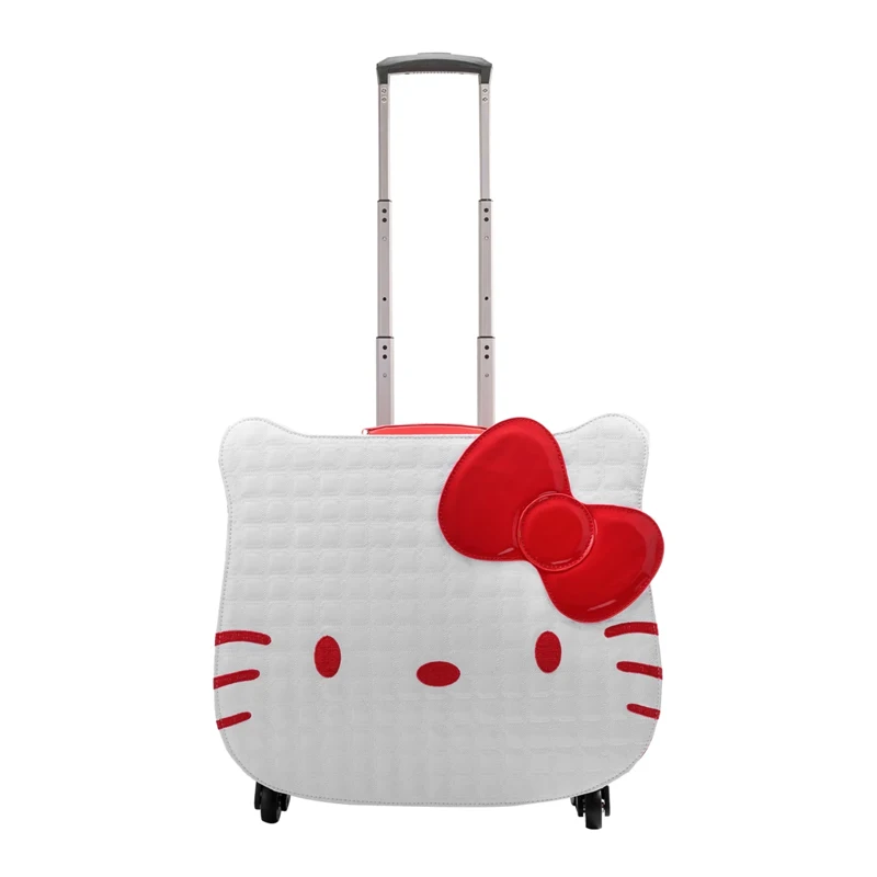 white Детский чемодан на колесиках hello kitty, подарок для детей, милая школьная сумка, чемоданы на колесиках из искусственной кожи, 18 дюймов Сумка на колесиках для девочек - Цвет: white