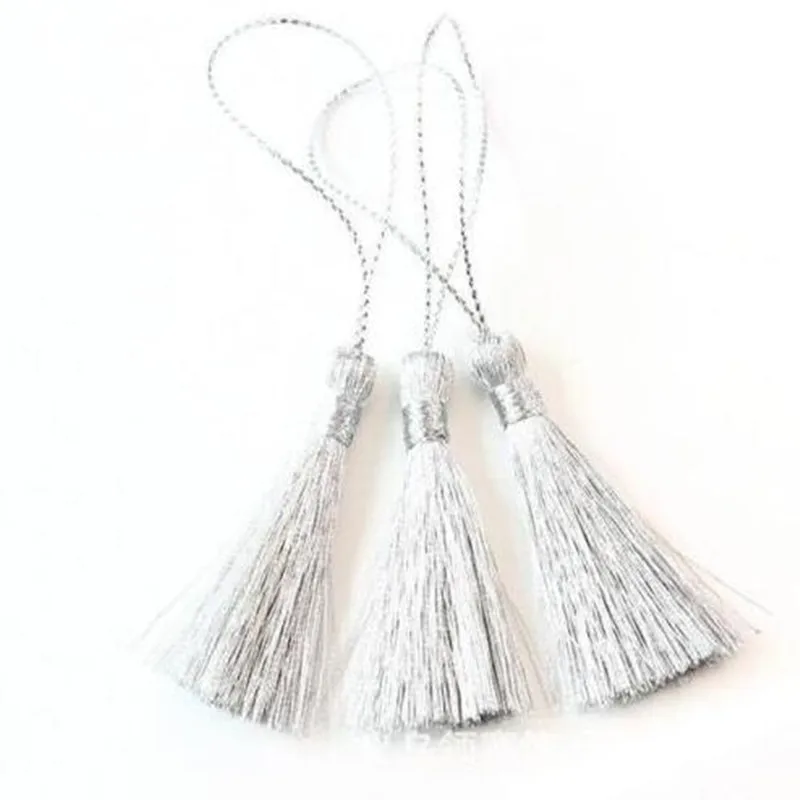 Silver-60pcs DIY 60 шт золотые и серебряные закладки с кисточками ювелирные изделия с кистями аксессуары рукоделия 4 см - Цвет: Silver-60pcs