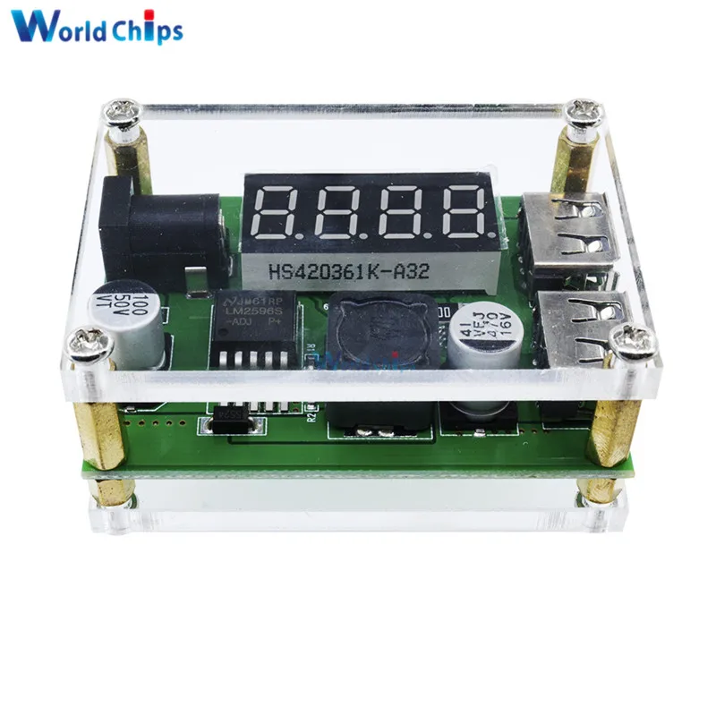 DC-DC 9V 12V 24V 36V to 5V 3A LED Digital Display Step Down Buck Module Voltage Voltmeter Dual USB Converter With Case for Car |