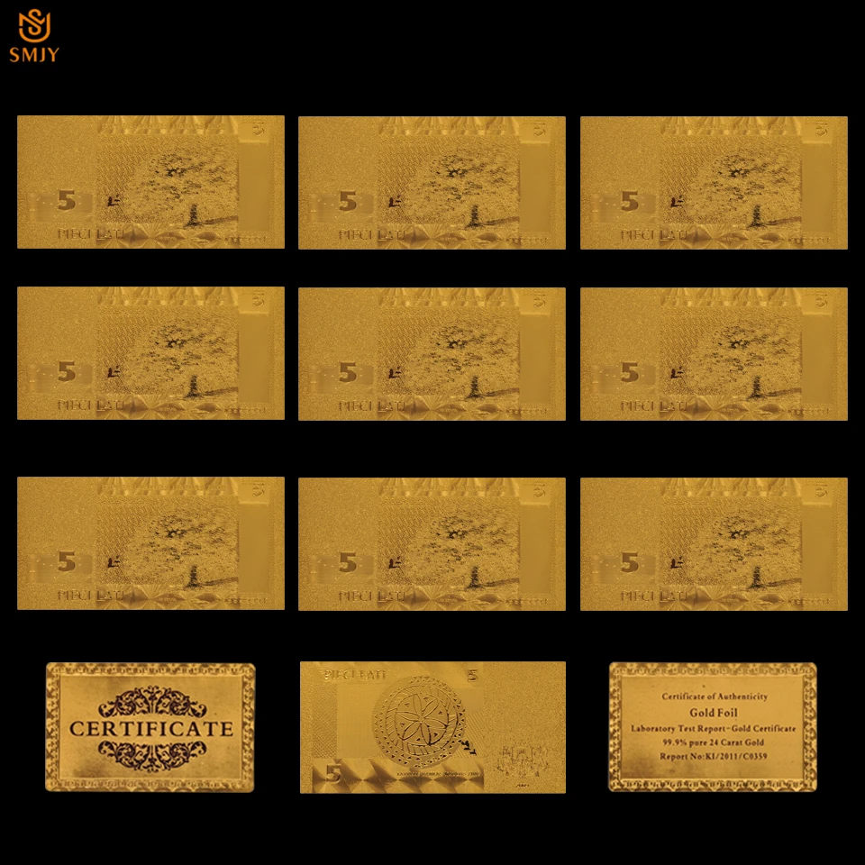 Коллекция 10 шт./лот креативных сувенирных копий Латвия 5 латов позолоченная