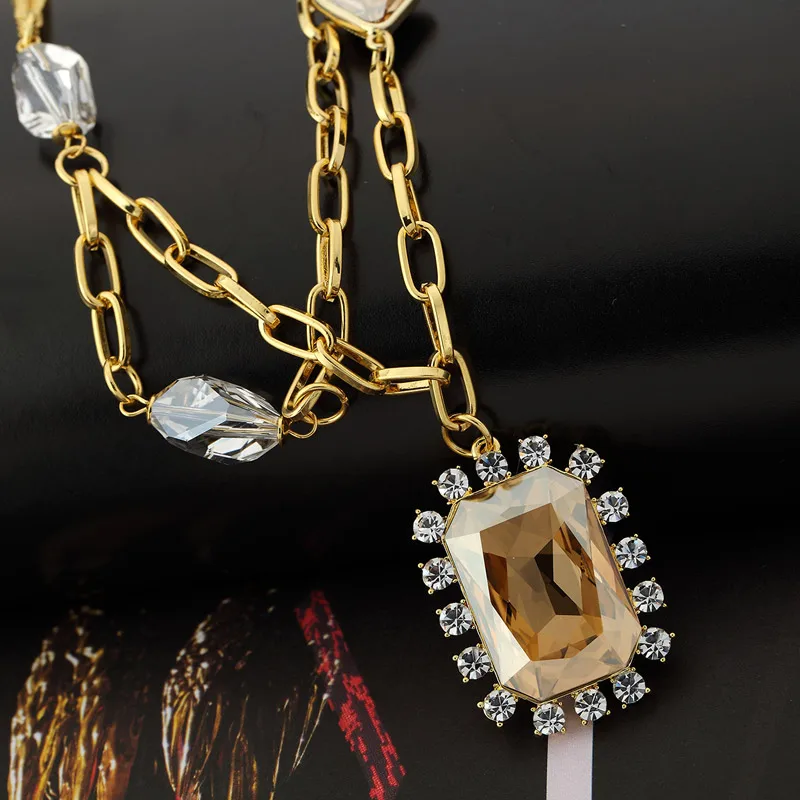 Neoglory новые Стразы светильник желтого золота цвет ожерелья и подвески ювелирные
