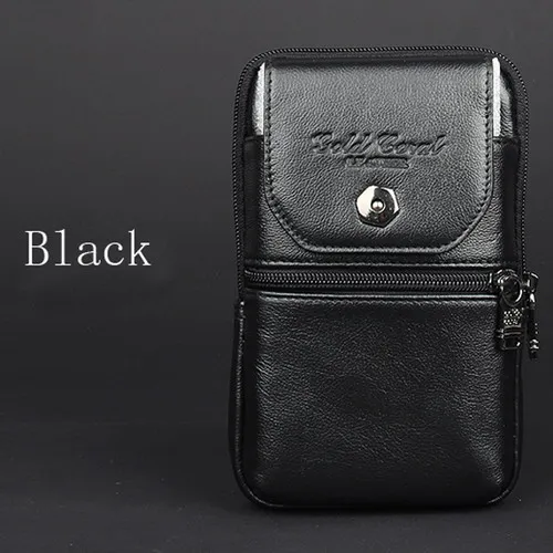 Black XL Натуральная кожа Зажим для ремня двойные карманы на молнии Сумка Поясная Сумка кошелек чехол для Blackview BV9500 pro мини сумки - Цвет: Black XL