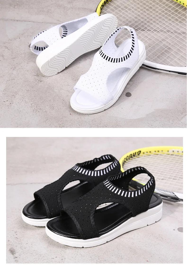 Женские босоножки; Летняя обувь на платформе из дышащей ткани; женские сандалии для отдыха; женские повседневные сандалии без застежки с открытым носком; SH022213
