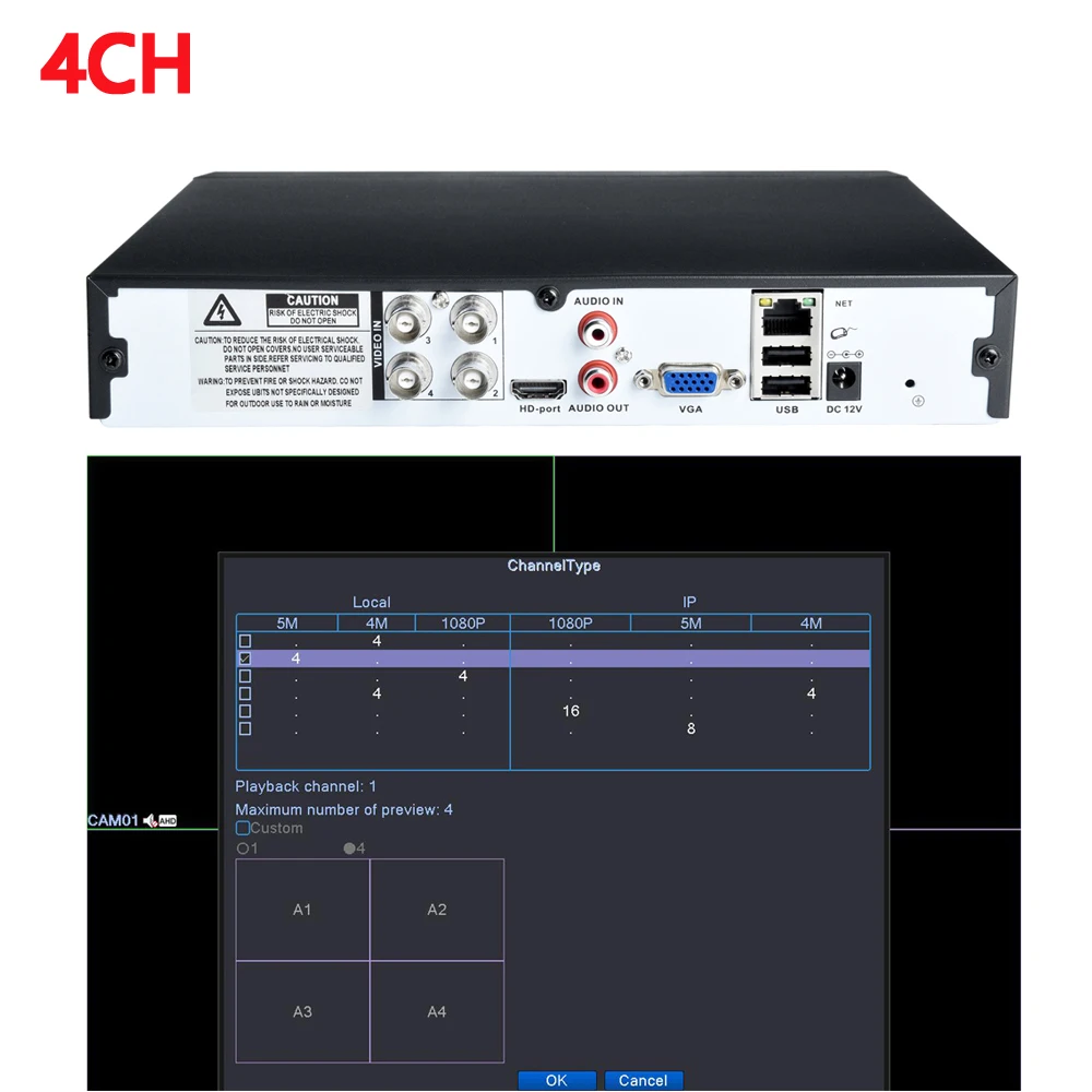 Hamrolte 5MP AHD DVR 4CH/8CH 5 в 1 гибридный рекордер безопасности для 5MP/4MP 1080P TVI CVI аналоговая