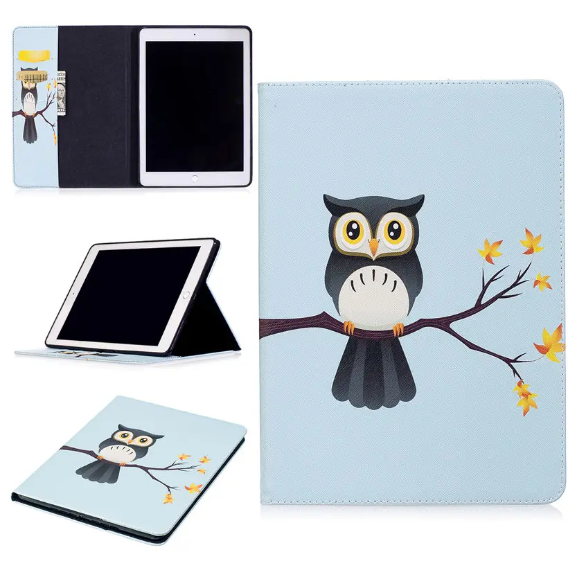 Чехол для Apple iPad 9 7 2018 2017 умный чехол A1822 Funda планшет Модный Рисунок Панда Сова PU
