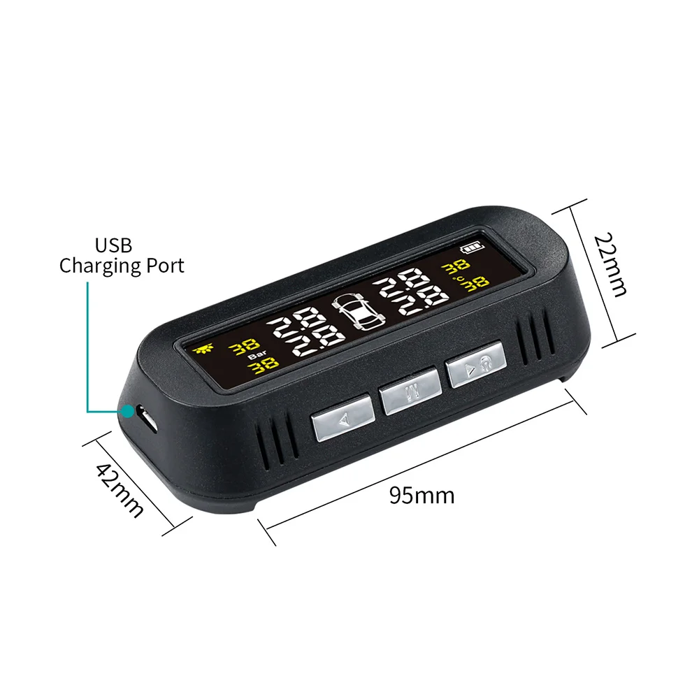 Система контроля давления в шинах AOSHIKE TPMS с 4 датчиками подключается к