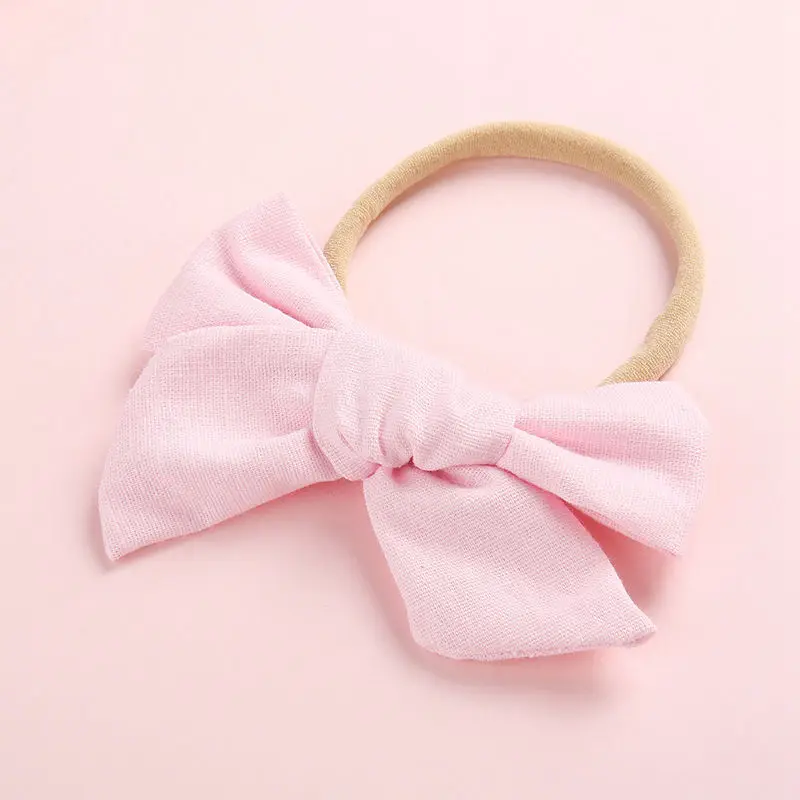 9 Light pink Весенний хлопковый бант для детей, нейлоновая повязка на голову для малышей, Пасхальная повязка на голову, заколка для волос нейтрального цвета, банты для волос HB326S - Цвет: 9 Light pink