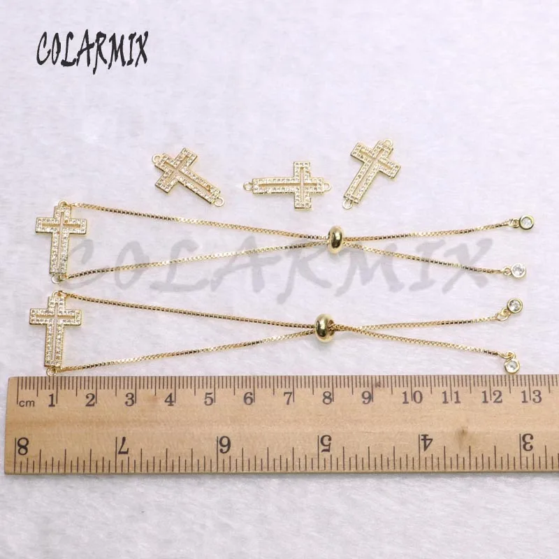 

12Pcs Cross shape charms bracelet colorful zircon charms jewelry Bracelet fashion jewelry gift for lady 9264