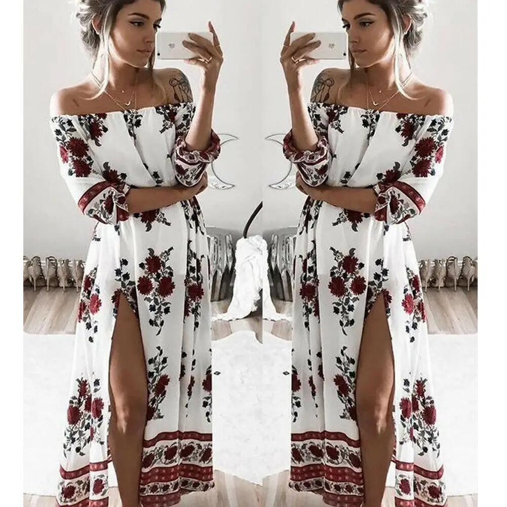 Женское длинное Цветочное платье в стиле бохо вечернее пляжное платье|Женские