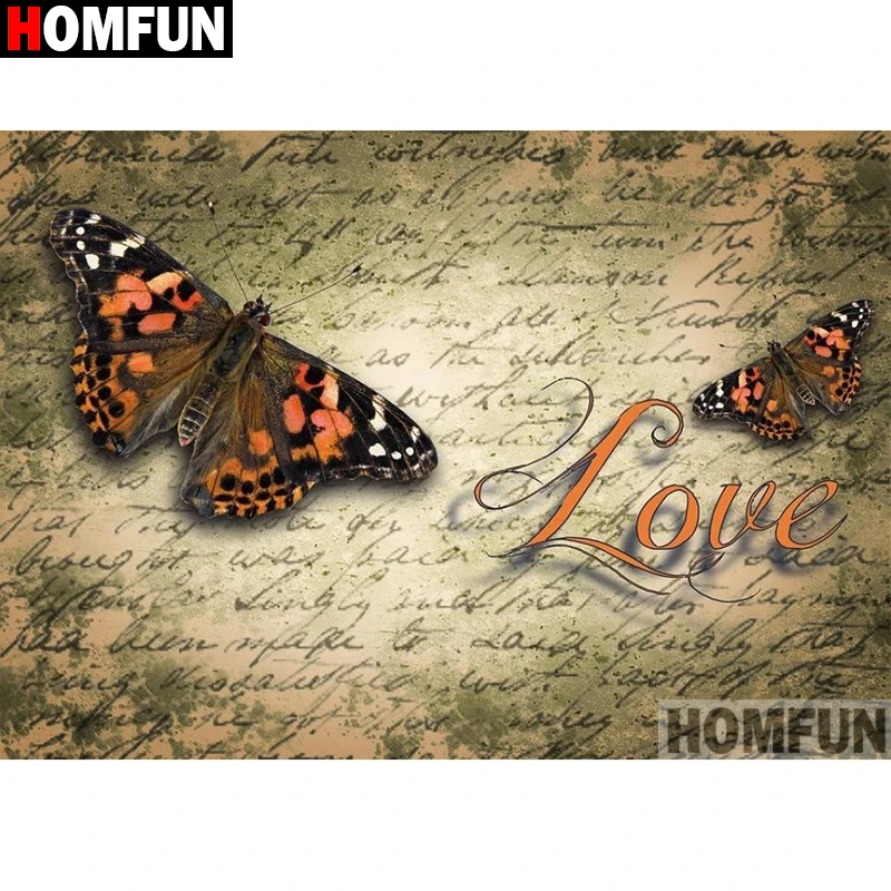 Алмазная 5D Вышивка HOMFUN Бабочка картина сделай сам с полными квадратными/круглыми