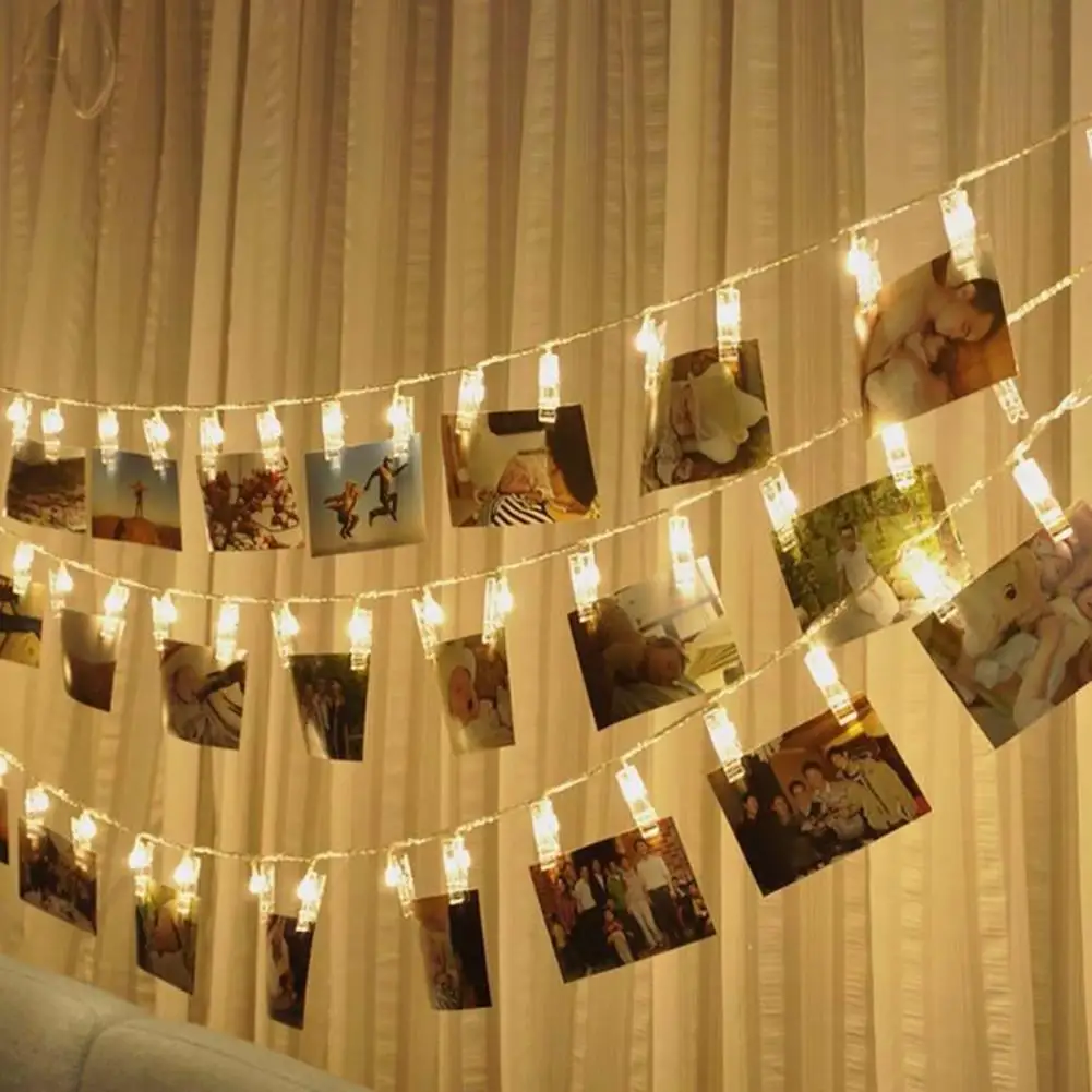 10 LEDs Photo Clips Light Battery Operated Fairy String Bedroom Decor Lamp | Дом и сад