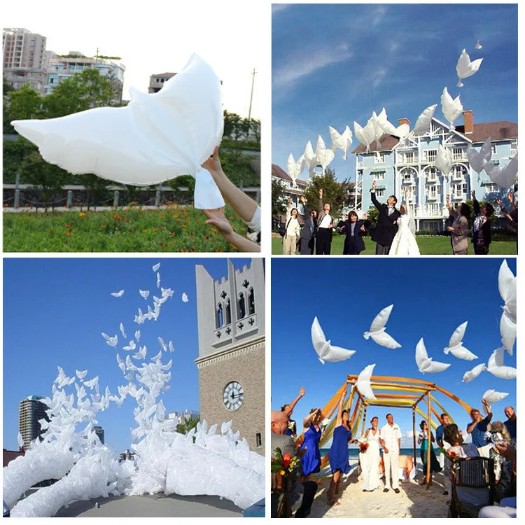 100 шт./лот воздушные шары с летающим белым Dove для свадьбы Balao 105*48 см мира птичий шар