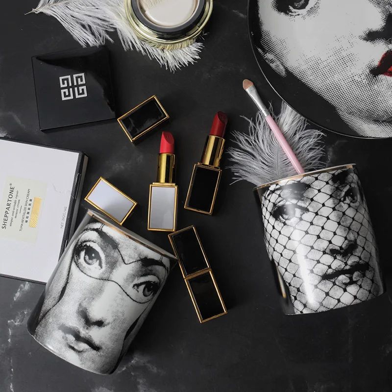 Nordic моды Fornasetti ваза Красота лицо цилиндрический жардиньерка для цветы цветочный Art аксессуары прекрасное украшение стола