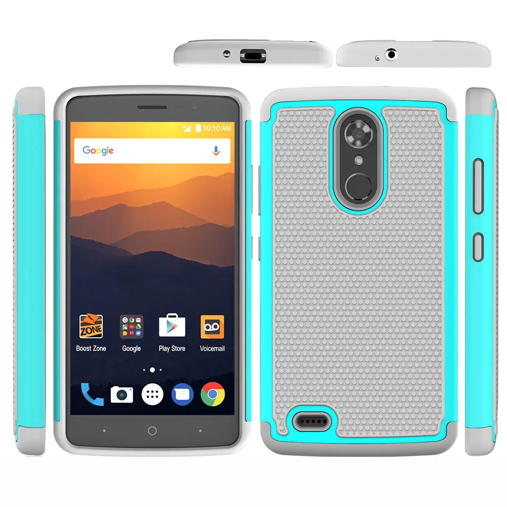Гибридный Прочный чехол для ZTE Max XL Heavy Duty 2 в 1 жесткий поликарбонатный ТПУ