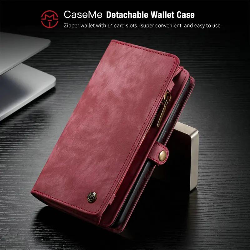 Red CaseMe кошелек для huawei mate 20 Ulti mate функциональный все-в-одном ручной работы кожаный съемный элегантный флип-чехол для huawei mate 20 - Цвет: Red