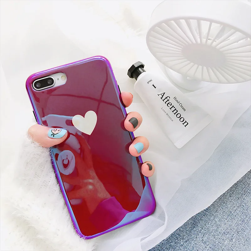 Милый белый чехол для телефона Blu-Ray Love heart iPhone 7 Puls 6 6S 8 X XS Чехлы MAX XR винно-красный