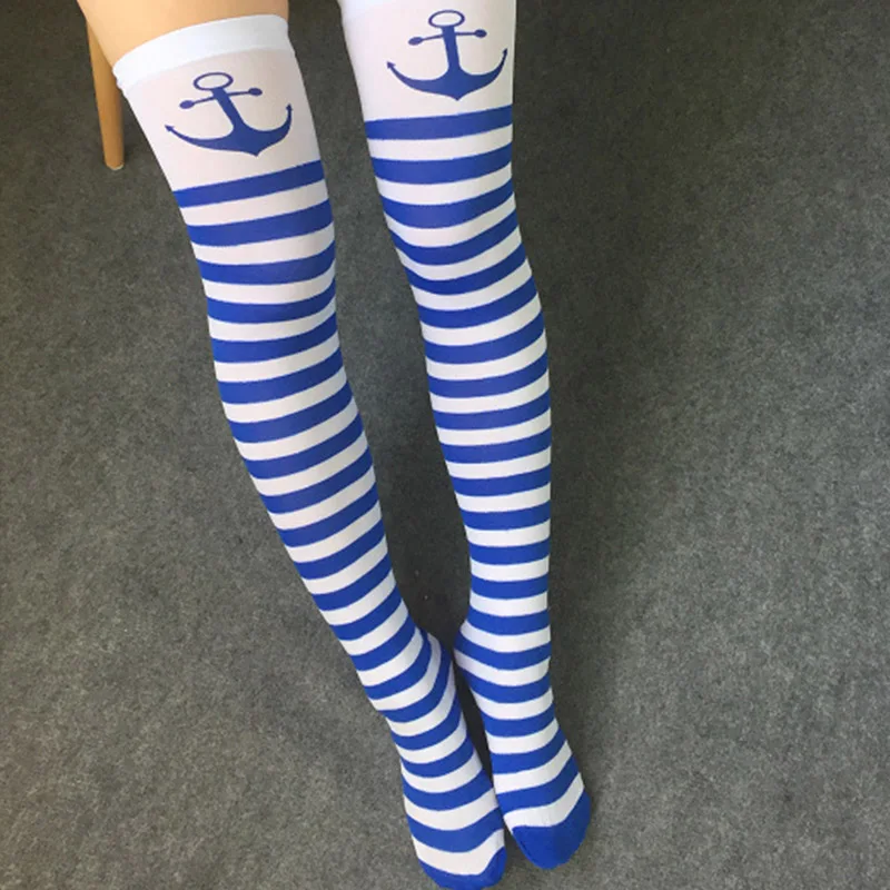 1 пара чулки для косплея полосатые гольфы до бедра с японским принтом женские