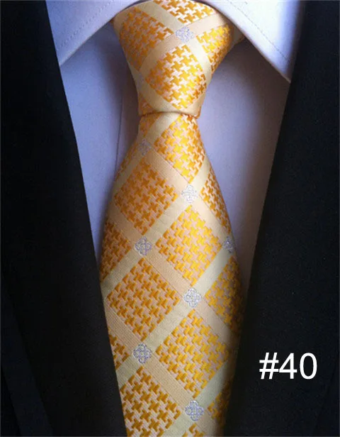 Модные Роскошные плетеные Галстуки 8 см Официальный галстук желтый с белыми