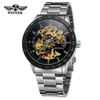 t winner mens fashion designer automatic movement skeleton charming montre wrist watch with stainless steel band wrg8031m4