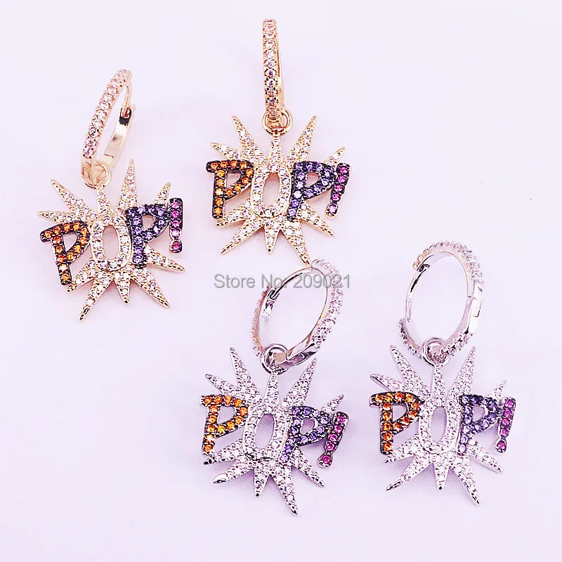 

3Pairs NEW Design Women Trendy Micro Pave Sparkling Zircon cz dangle Earrings
