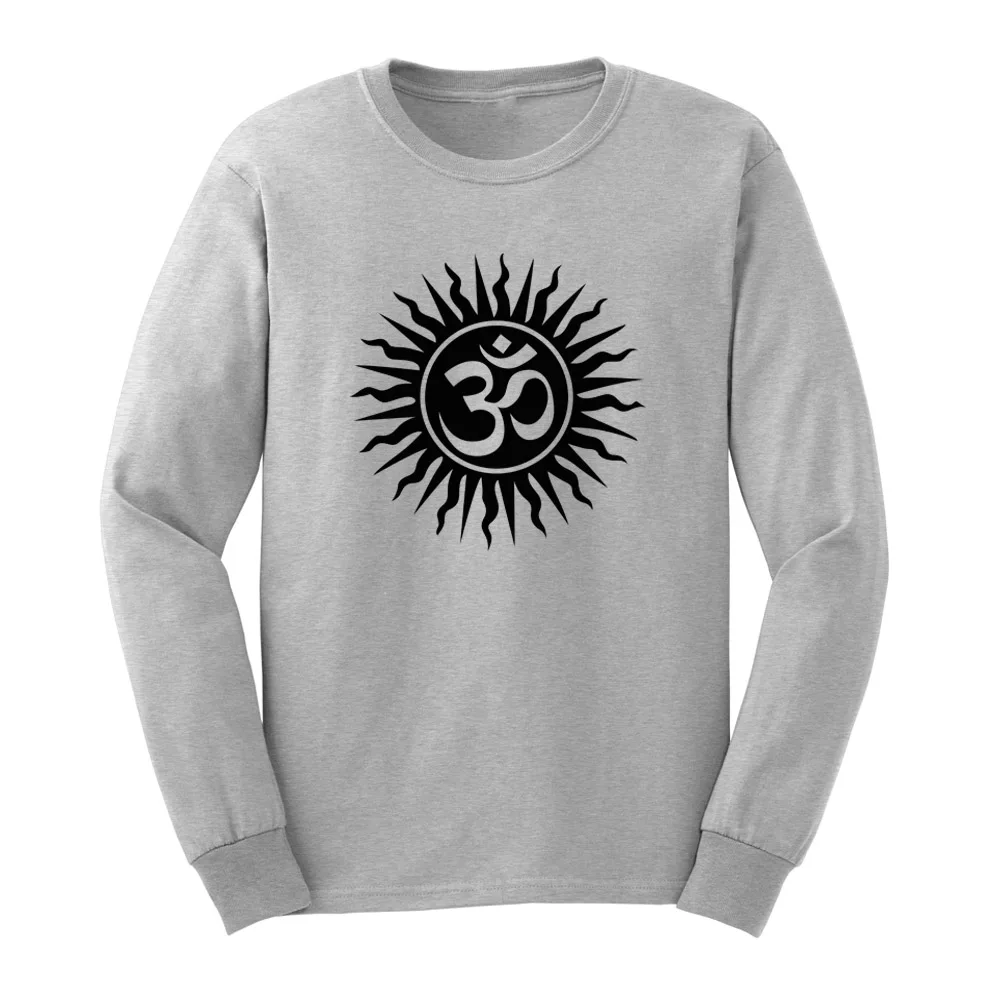 Loo Show Для мужчин s Ом АУМ индусские на санскрите символ бога с длинным рукавом для