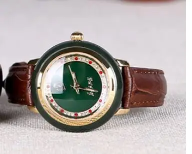

Wrist watch dark green lovers men's gemer quartz watch fashion bracelet men women's real GEM jaspergem stone jewelry necklace