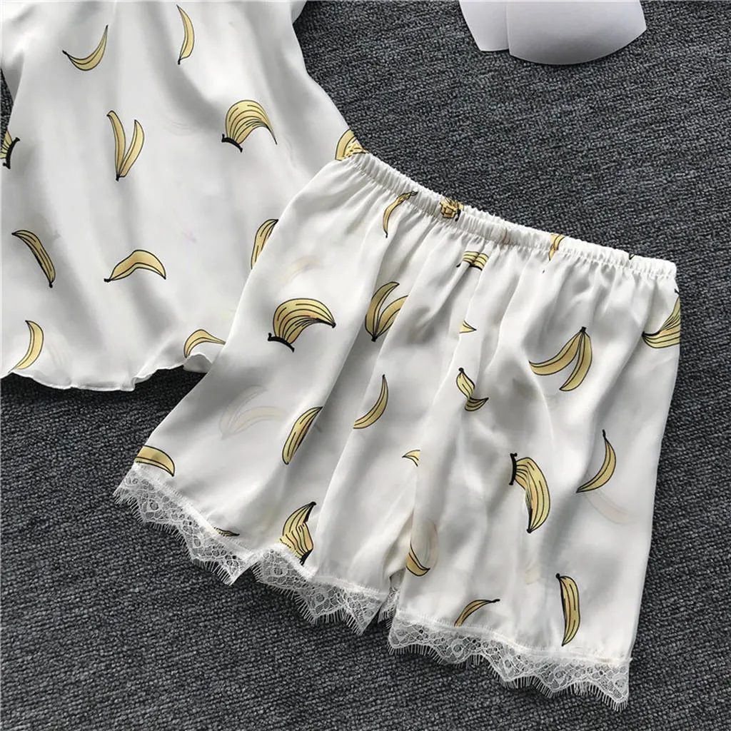 

Sexy Pijama Mujer Sleepwear Satin Lace Nightwear Pigiama Donna Womens Sling Lingerie Print Underwear Set Pizama Damska Bawelna