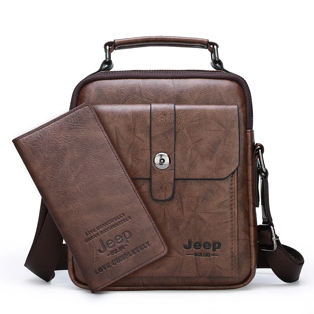 Мужская модная сумка из спилка jeep buluo, оранжевая сумка для документов, заплечная сумка для путешествий, дорожная сумка на плечевом ремне, все сезоны