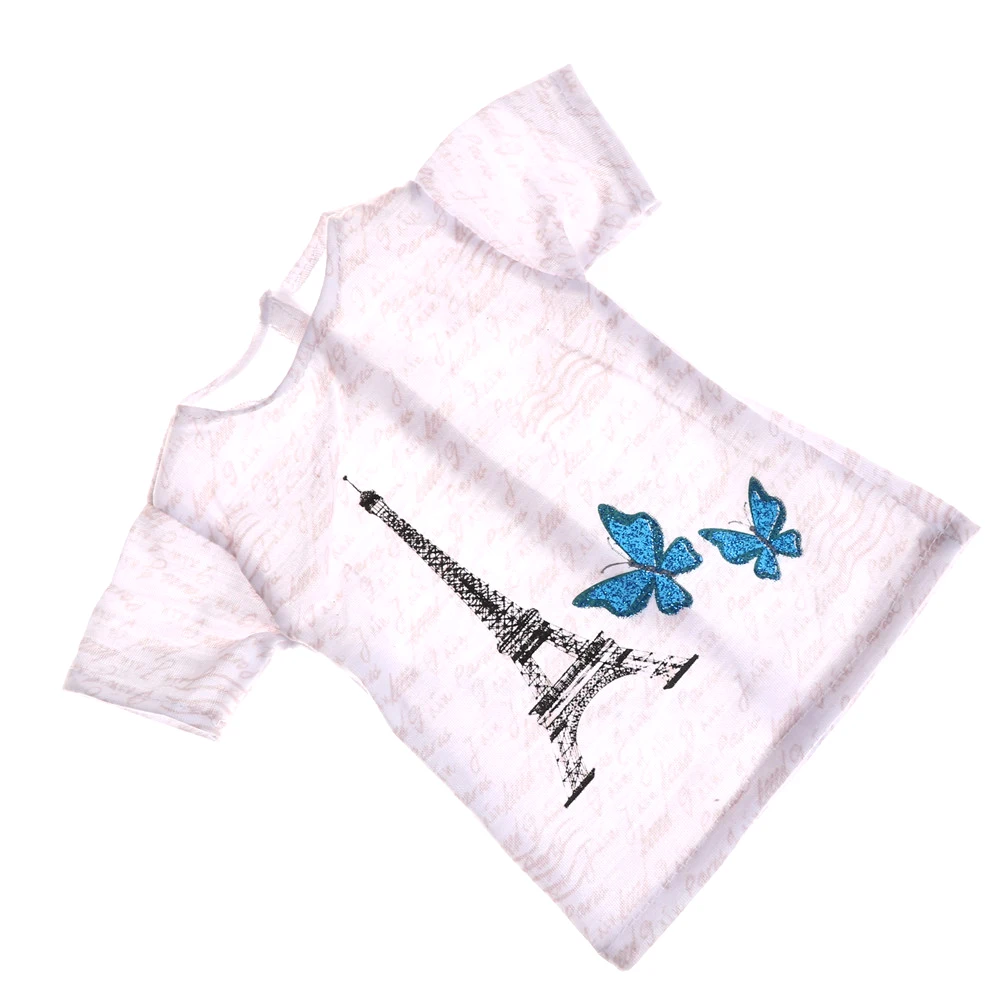 1 шт. новый детский подарок игрушка бабочка Башня узор футболка Одежда для куклы