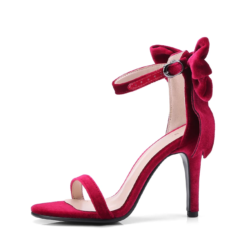 Женские босоножки на высоком каблуке с бантом и открытым носком|heels sandals women|high heels