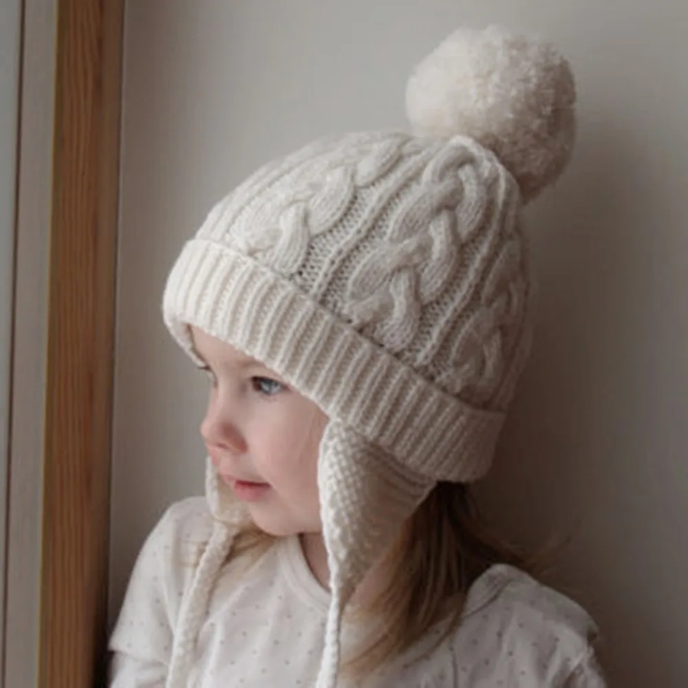 Cute Children Kids Girl &amp Boy Hat Knit Crochet Braided Winter Warm Beanie Cap Pom Ball Solid Caps | Аксессуары для одежды