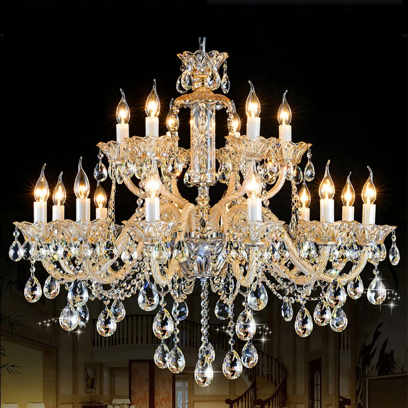 

Modern Candle Chandeliers Living Room Champagne Lustre Coffee Shop Crystal Chandelier Romantic Modern Chandeliers Lighting