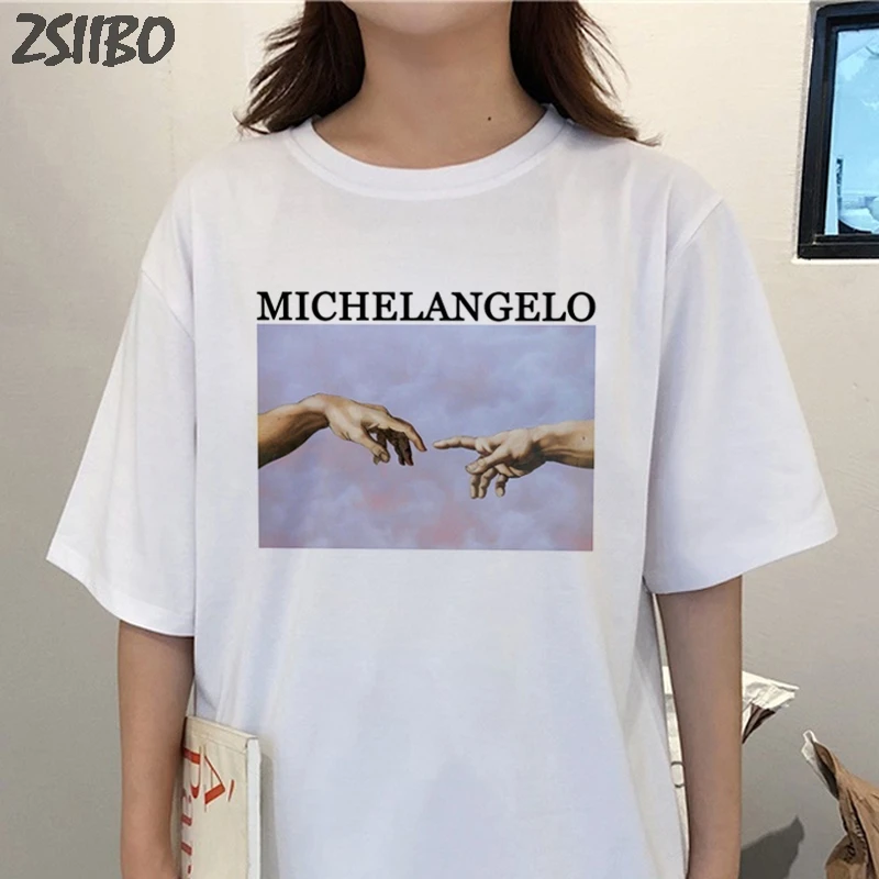 Женская футболка с надписью You Look Like Heaven and I Feel Hell Michaelangelo the Last judiction Hands drop shipping female